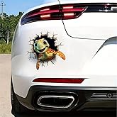 2pc Sea Turtle 3D Effect Car Sticker, 5.12"x5.12", Adhesive Funny Turtle Decal for Vehicle Windows, Walls, Laptops - Durable, Weatherproof Ocean - Themed Decoration |#AZ125