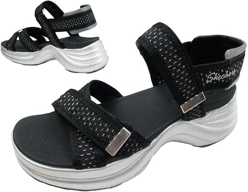 Amazon スケッチャーズ Solei St Mood Shiner 厚底 ストラップサンダル レディース ファッション サンダル