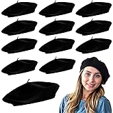 CoverYourHair Berets for Adults - French Beret - Artist Hat - 12 Pack Black
