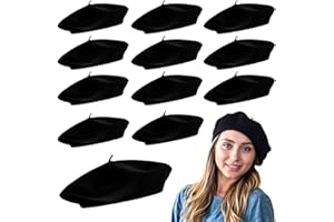 CoverYourHair Berets for Adults - French Beret - Artist Hat - 12 Pack Black