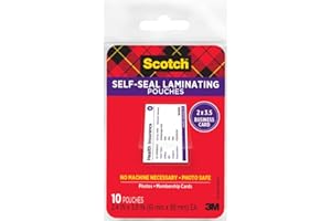 Scotch Self-Sealing Laminating Pouches, Business Card Size 2.4 in x 3.8 in, Great for Gift Tags, 10-Pack