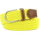 Huyfhksd Mixed Color Woven Stretch Braided Belts for Men and Women Fashion Elastic Belts, M, Yellow
