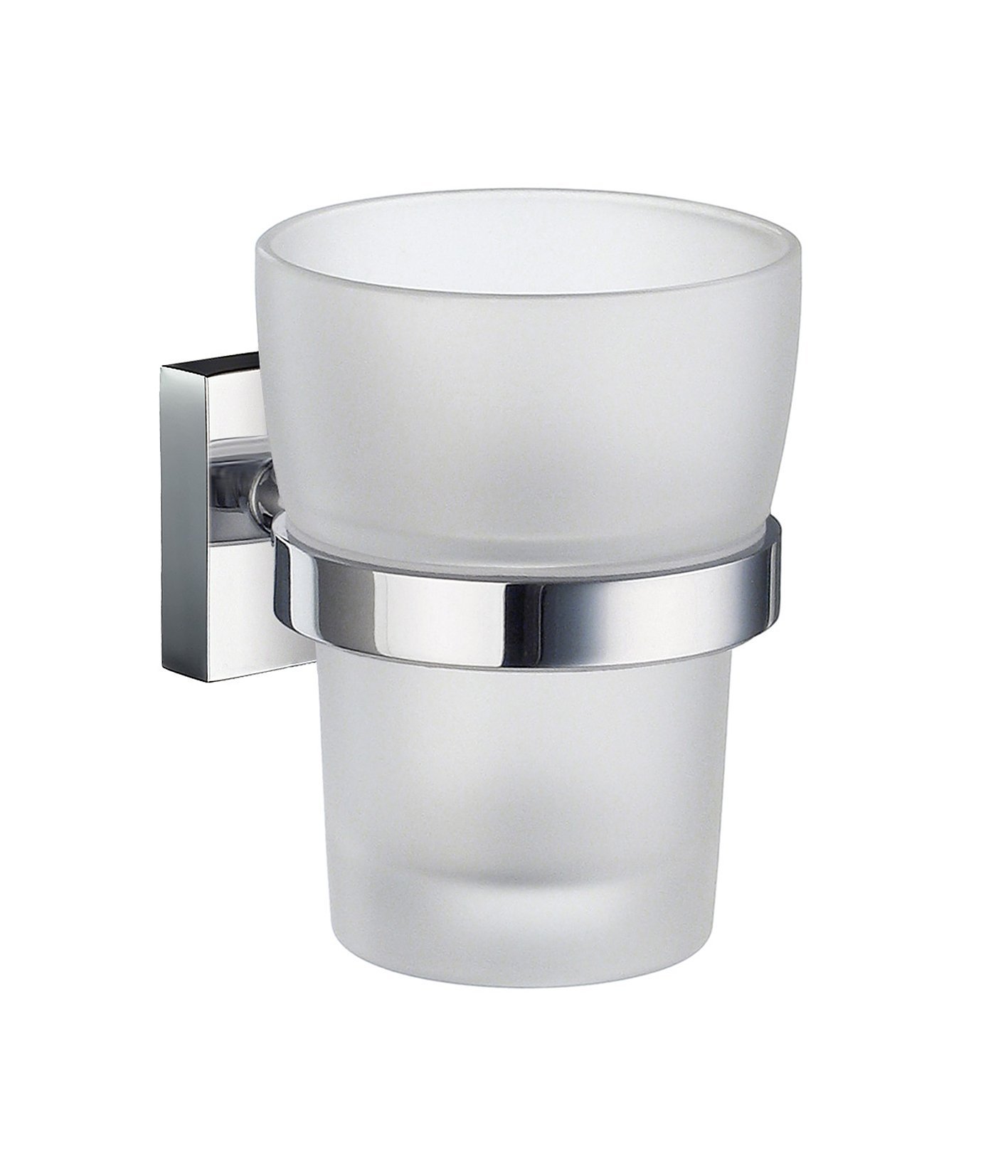 Smedbo Holder with Glass Tumbler, Polished Chrome RK343 House, Silver, 7.5 x 10 x 14.5 cm