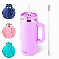 FAHRMOSIS 64 Oz Tumbler with Handle and Straw Half