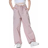 Rolanko Parachute Pants for Girls Y2K Cargo Trousers with Pockets Harajuku Jogger Pants Kids 4-14 Years
