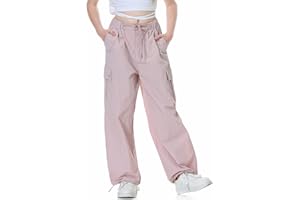 Rolanko Parachute Pants for Girls Y2K Cargo Trousers with Pockets Harajuku Jogger Pants Kids 4-14 Years