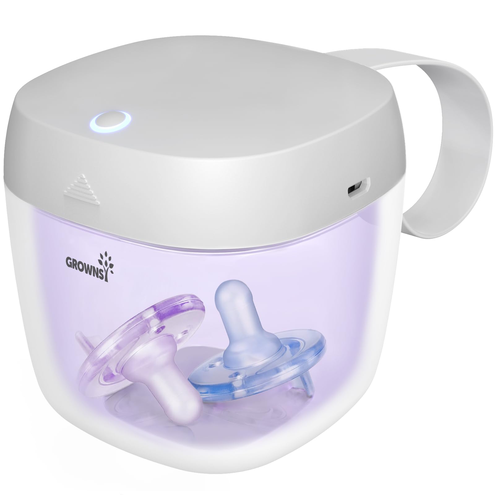 Photo 1 of GROWNSY Pacifier Sanitizer Portable, UV Light Sanitizer on The Go, USB Charging Sanitizer Case, Mini Pacifier Sanitizer 99.99% Cleaned in 59 Seconds (White)