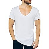 NO Show Deep V Neck Cotton Odor-Control Undershirt for Men, White