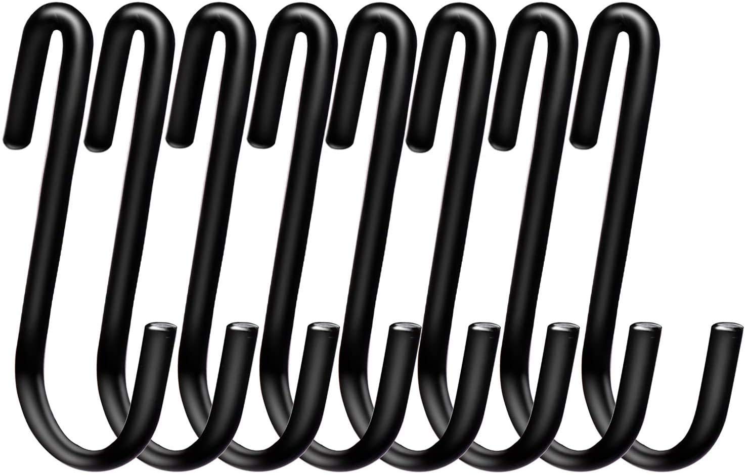 Swatowot 20 Pack Heavy Duty S Hooks 6 cm S Shaped Hanging Hooks Large Hangers for Kitchen, Bathroom, Bedroom and Office (20 Pack, Small, Black)