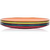 KOXIN-KARLU Melamine Plates, 10.5-inch Dinner Plates Dinnerware Dish, set of 6 in 6 Assorted Colors | 100% Melamine, Dishwasher Safe, BPA Free