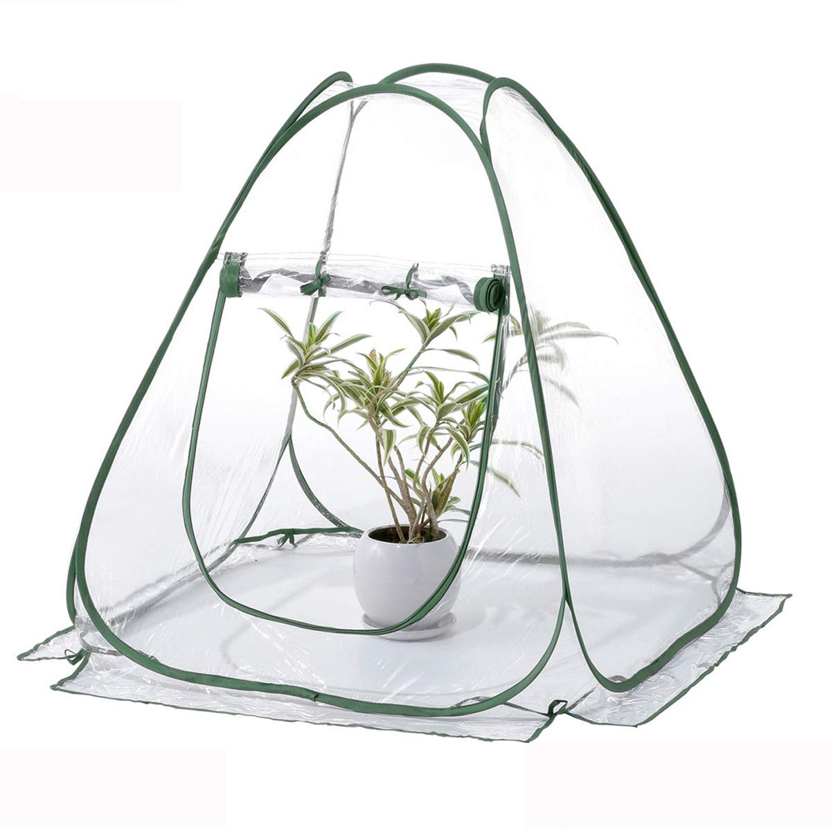 Techson Mini Pop Up Greenhouse with Clear Cover Protected Plant Grow House, Portable Flower Tent Shelter for Garden Outdoor Backyard