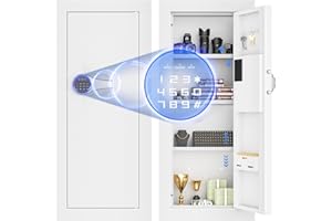 INTERGREAT 33" Tall Sturdy Wall Safes, White Fireproof in Wall Safe with Removable Shelf, Combination Lock Hidden Safe for Money Jewelry Passport Documents