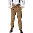Ya-cos Men Steampunk Pants Classic Victorian Pants Adult Vintage Gothic Trousers Cosplay Costume