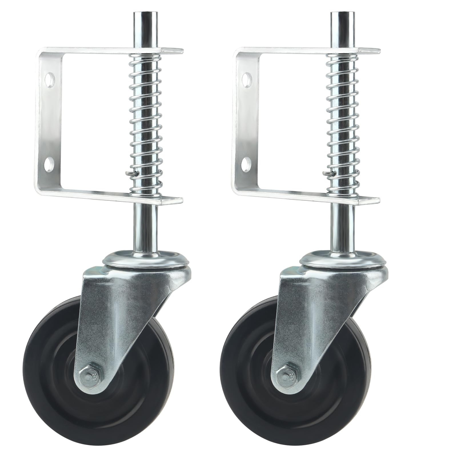LEXININ 2 PCS 4 Inch/100mm Gate Castor Wheel, 132 Lb Heavy Duty Spring Loaded Door Gate Caster for Villa Wooden