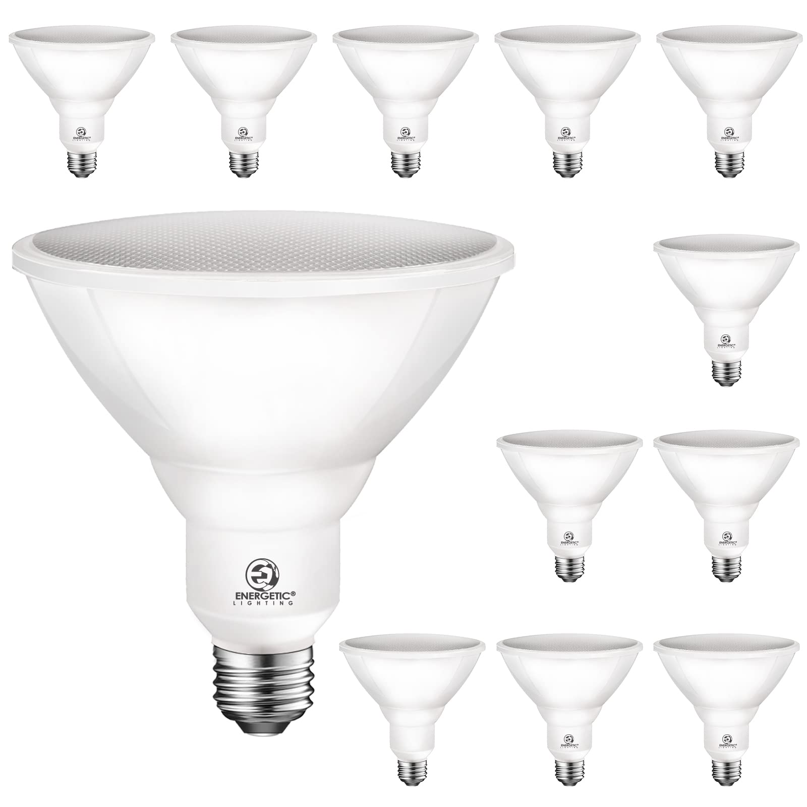 Photo 1 of Energetic PAR38 Outdoor LED Flood Light Bulb, 5000K Daylight, 90 Watt Equivalent, Wet Rated, 900LM, E26 Base, Non-Dimmable, UL, 12 Pack