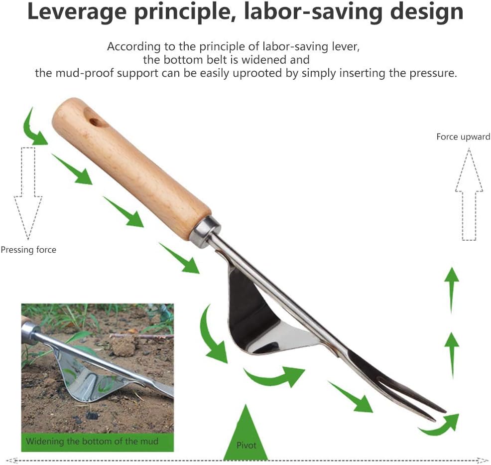 BERNIE ANSEL Garden Weeder Hand Tool, Ergonomic Weeding Tools, Stainless Steel Base - Easy Weed Removal and Deeper Digging for Planting and Weeding V : Garden & Outdoor