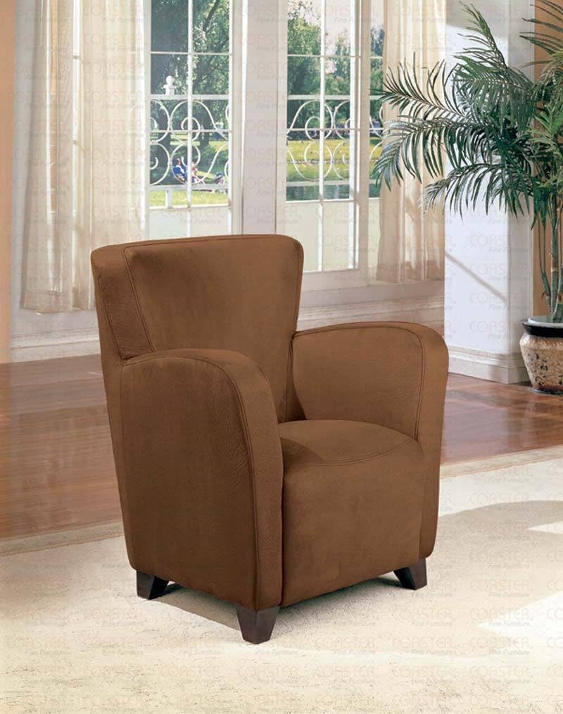 Accent Chair Contemporary Style in Mocha Microfiber