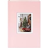 Golden State Art, Faux Leather Photo Album Hold 300 4x6 Photos with Memo Writing Space,Great for Wedding Family Christmas(DIY Cover,Color:Pink)