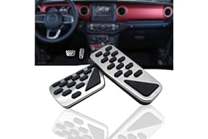 NYZAUTO Non-Slip Foot Pedal Pads Compatible with Wrangler JL 2018-up/Gladiator 2019-up,at No Drilling Aluminum Brake and Accelerator Pedal Covers