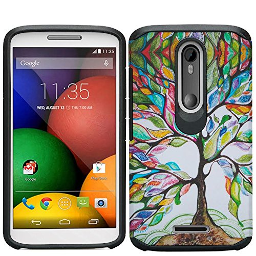 Motorola DROID TURBO 2 Case, [Shock Absorption / Impact Resistant] Hybrid Dual Layer Armor Defender Protective Case Cover for Verizon Driod Turbo 2 XT1585, Colorful Tree Design