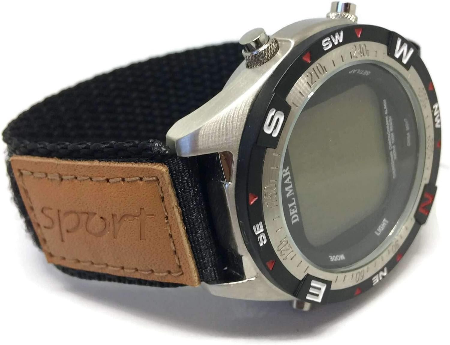 Velcro correa de reloj negro con piel Sport Badge