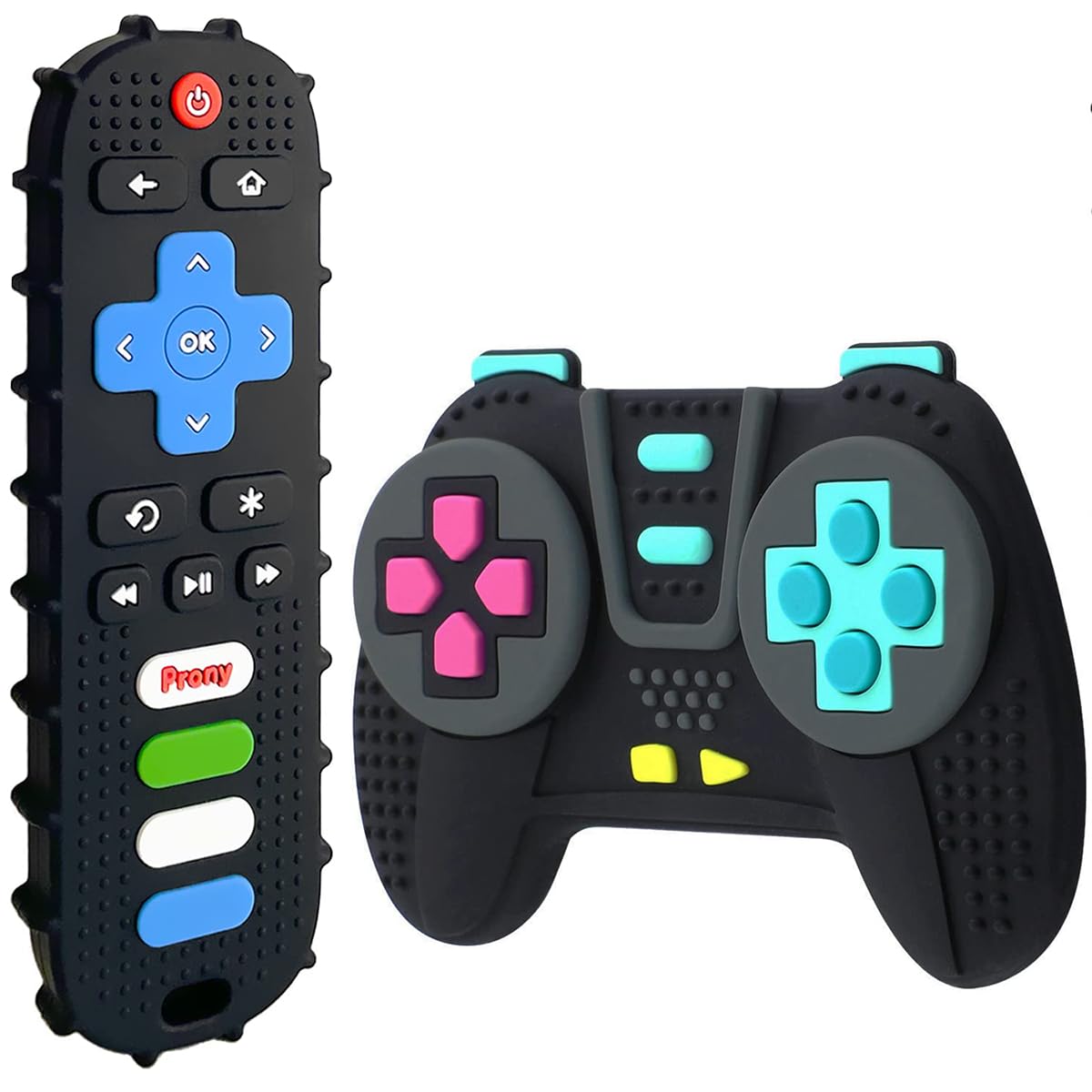Photo 1 of PRONY Silicone Remote Control and Game Controller Teething Toys for Baby 3 Months and Up,Sensory Teether Toys for Toddler Boy and Girl