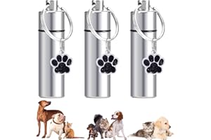 Asaisimg 3 Pcs Waterproof Cremation Pet Urns Keychain for Dogs Ashes, Small Urn Memorial Pendant Keychain, Cylinder Cat Dog U