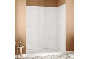 Streamline DSH-1080-97 32 in. L x 60 in. W x 76 in. H 3-Piece Glue-Up Alcove Shower Wall Surround in White Tile Finish