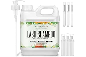 TWILASH BY DLY Lash Shampoo Bulk, Eyelash Cleanser for Extensions 2 Liters - 3 Foam Pump Bottles, 3 Lash Cleansing Brushes, Dispenser Pump - Eyelid Foaming Cleanser for Professional Salon and Home Use