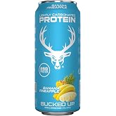 Bucked Up Lightly Carbonated Protein Soda | 25g Whey Isolate - Zero Sugar, Low Calorie, Caffeine Free, Clean Drink | Sparkling Protein Soda - 12 Pack, 16 oz Cans (Banana Pineapple)