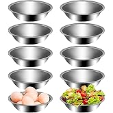 DUZFOREI 10Pcs Small Stainless Steel Bowls, 6 1/2" Wide Kitchen Metal Bowl with Flat Base, 3/4" Quart Prep Bowls for Meal Prep Cooking Serving Baking