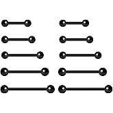 NewkeepsR 20G/18G/16G/14G/12G/10G Medical Implant Steel Nipple Tongue Piercing Barbell,Industrial Tongue Cheek Dimple Bars