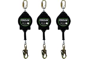 FRONTLINE FALL PROTECTION Frontline RPG50' Cable SRL with Steel Snap Hook End | 3/16" Galvanized Steel Cable | Lightweight, Durable | Swivel Anchorage Eye | 310 lbs Capacity | ANSI & OSHA Compliant (2 Pack)