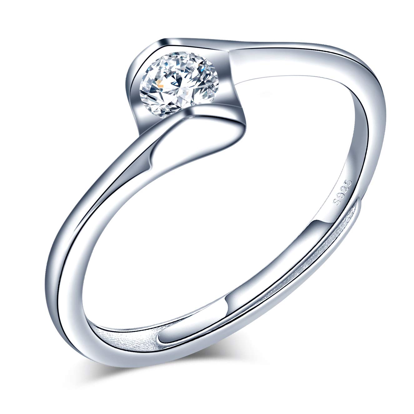 Love Heart Cubic Zirconia Simulated Diamond Anniversary Promise Wedding Band Engagement Ring Bridal Ring 925 Sterling Silver