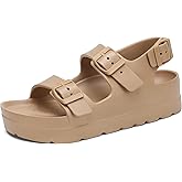 SOSOWHLTE Women's Platform Sandals with Arch Support - 3 Adjustable Straps Summer Beach Sandals, Lightweight & Slip-Resistant