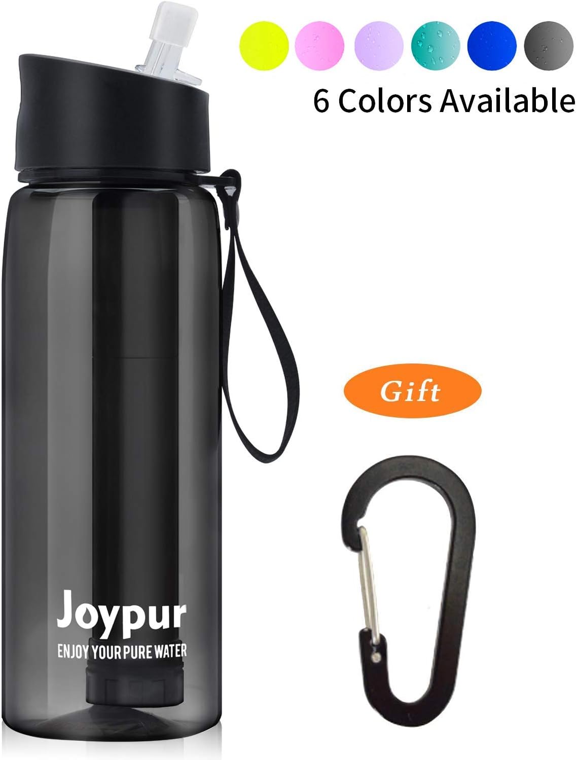 Joypur Outdoor Filtered Water Bottle - BPA Free, with Filter Integrated 3 Stage Portable Water Bottle for Camping Travel Hiking Backpacking : Sports & Outdoors