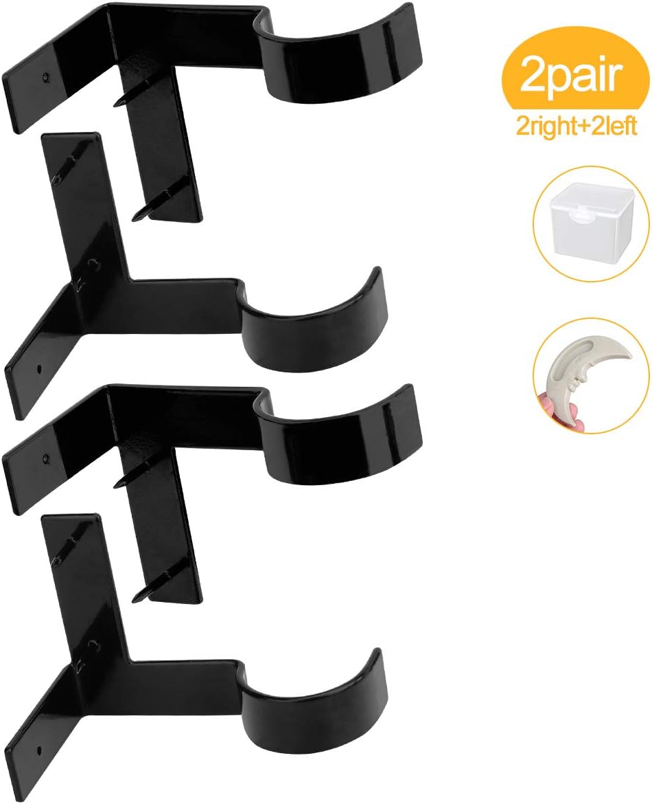 Lnlofen Single Curtain Rod Brackets, 2Pair(4Pcs), Curtain Rod Holders