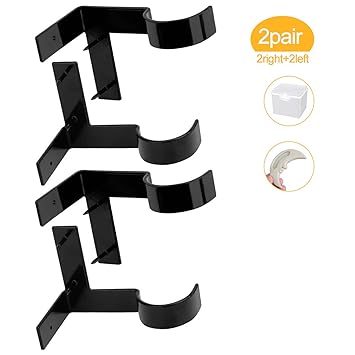Sliver Double Curtain Rod Holders Brackets Set Tap Right Into