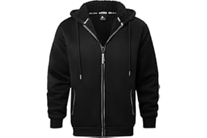 V VALANCH Men Hoodie Zip Up Winter Sherpa Lined Sweatshirt Heavyweight Thick Warm Fleece Jacket