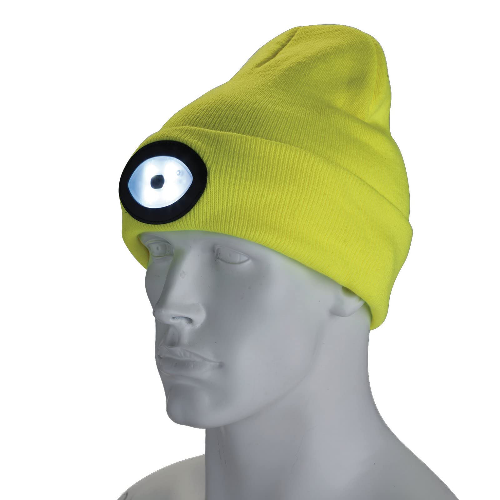 Draper 10008 Beanie Hat with Rechargeable Torch, One Size, 1W, 100 Lumens, High-vis Yellow โ image 1
