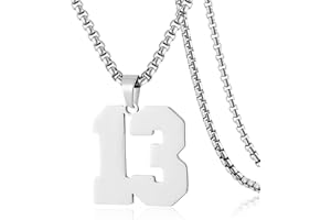 SKQIR Number Necklace for Boys Youth Athletes Jewelry Gifts Personlized Jersey Number Pendant Necklace for Men Sports Footbal