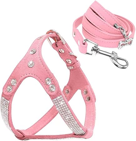 pink leather dog harness