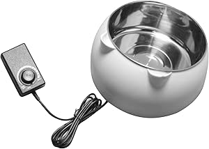 QCUTEP Heated Pet Bowl Outdoor Dog Thermal-Bowl, Mess Free 15°Slanted Bowl for Dogs and Cats, Non-Skid & Non-Spill, Easier to Reach Food, Thermal-Bowl Heated Cat & Dog Bowl, White