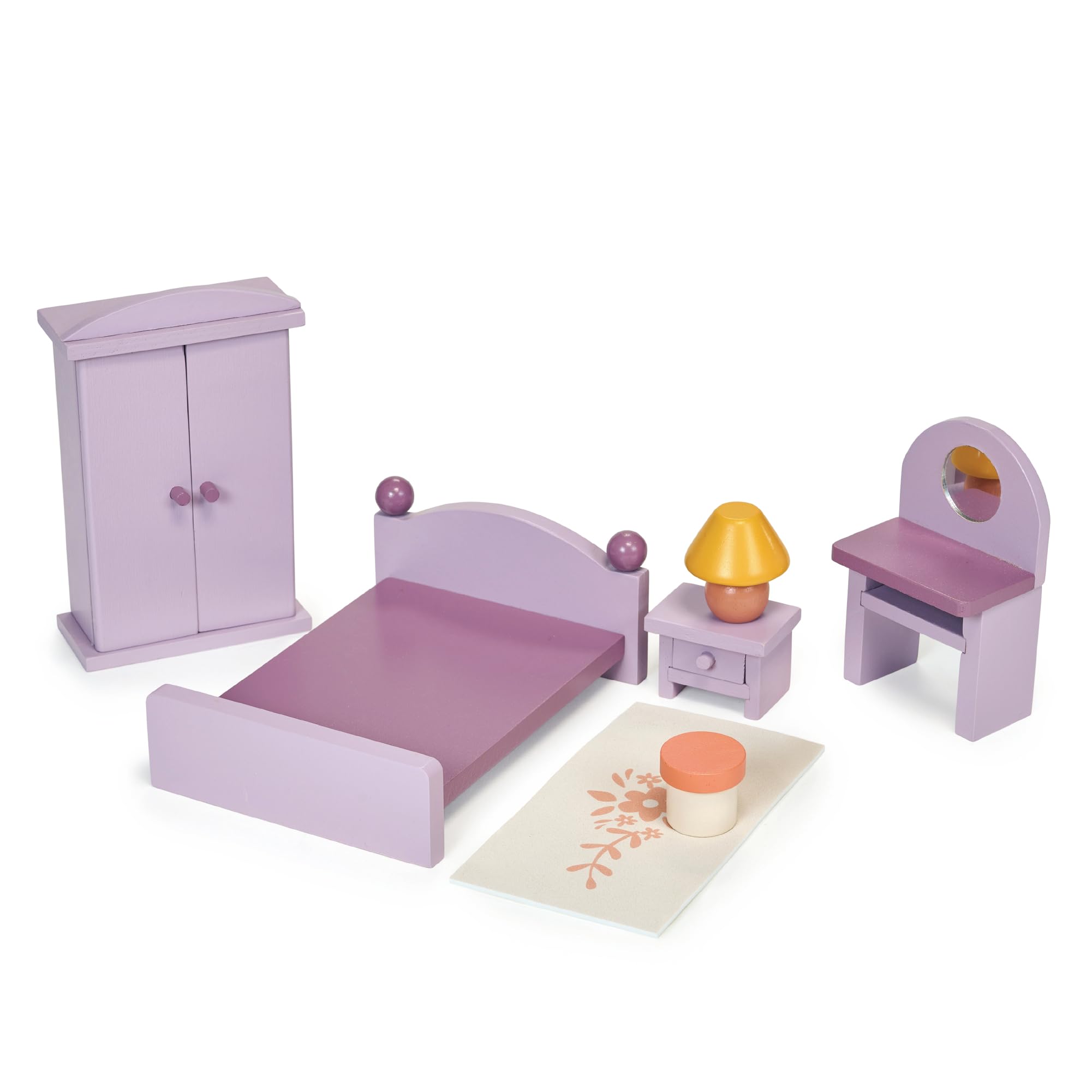 Mentari Wooden Doll's House Bedroom Furniture Set - Imaginative Play Toys For Kids Ages 3+