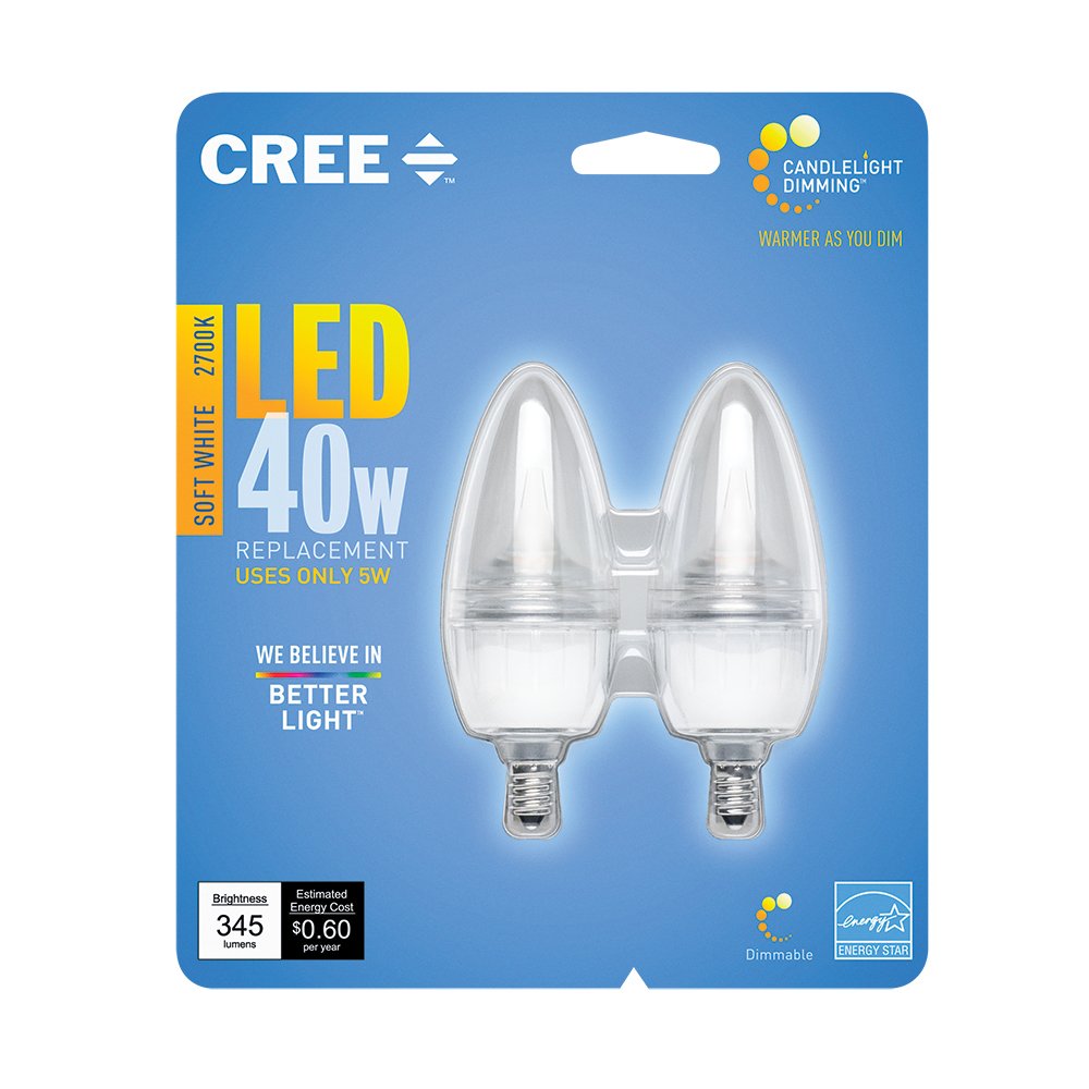 Cree 40W Equivalent Soft White Dimmable Clear B11 LED Candelabra Light