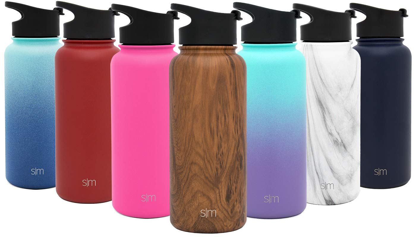 Simple Modern Summit Water Bottle + Extra Lid - Wide Mouth Vacuum Insulated 18/8 Stainless Steel Powder Coated