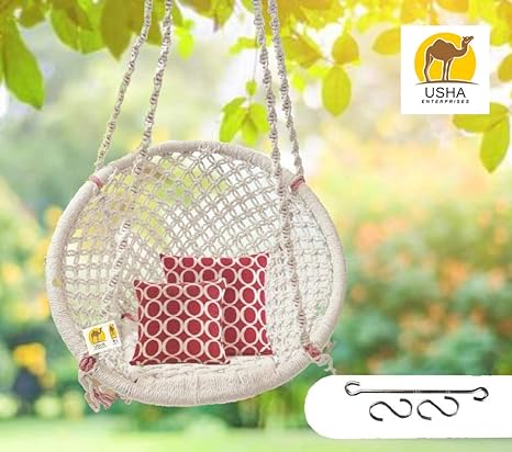 Kavi Usha Swing Make in India, Cotton Rope Hanging Swing for Adults, Kids for Indoor,