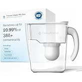 Clearly Filtered Water Filter Pitcher, 10 Cup BPA Free Water Filtration | Targets up to 386+ Contaminants, Reduces Fluoride, Lead, PFAS, Arsenic, Microplastics, Chlorine, NSF Certified, BPA Free