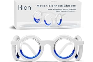 Hion Motion Sickness Glasses, Car Sickness Glasses,Relieve Carsickness Airsickness Seasickness Glasses,Anti Nausea Vertigo Glasses, No Lens Liquid Glasses for Adults or Kids(1Pair Without Bags)