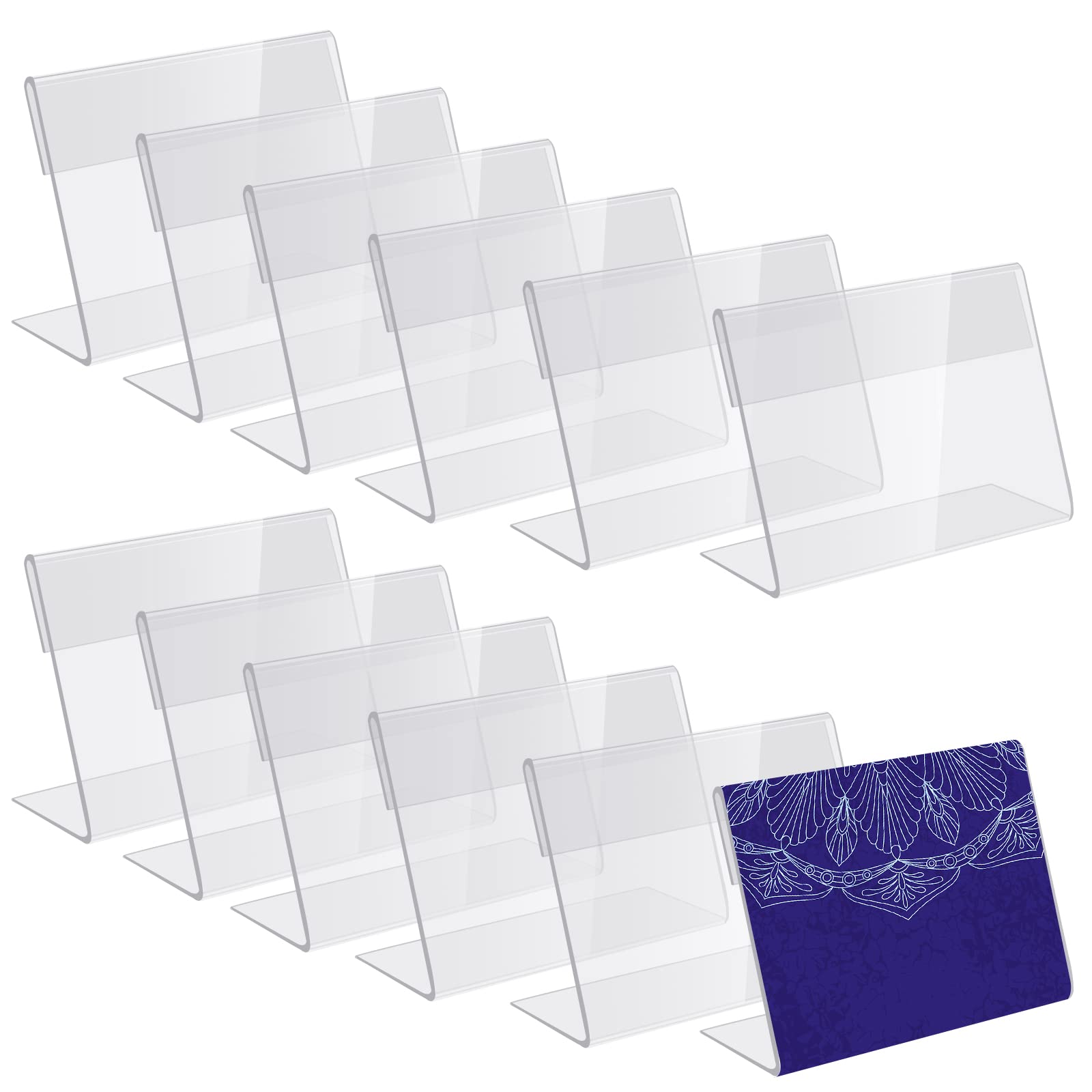 hocadon 12PCS Clear Acrylic Sign Holder 6 x 4inch, Acrylic Sign Display Holder, Menu Stand 15x10 cm, Table Sign Holder for Poster, Photo, Office, Restaurant, Hotel